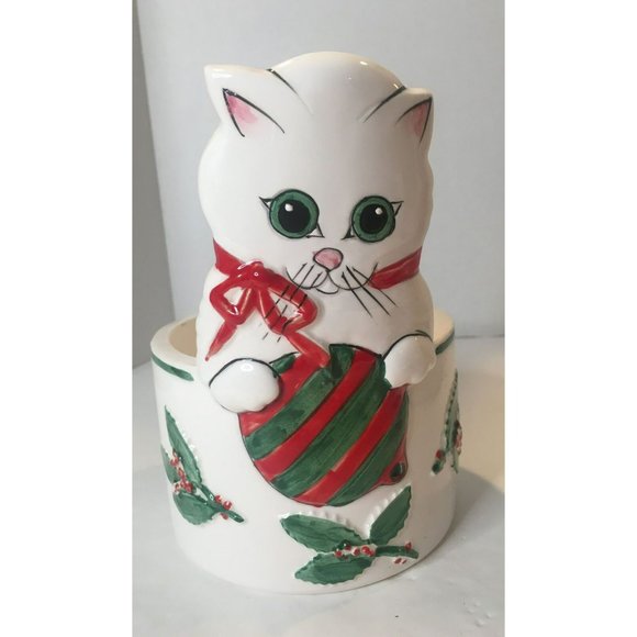 Andrea West Signed/Dated 1983 SigmaTastesetter Planter/Cat Christmas   Holly - Picture 1 of 8